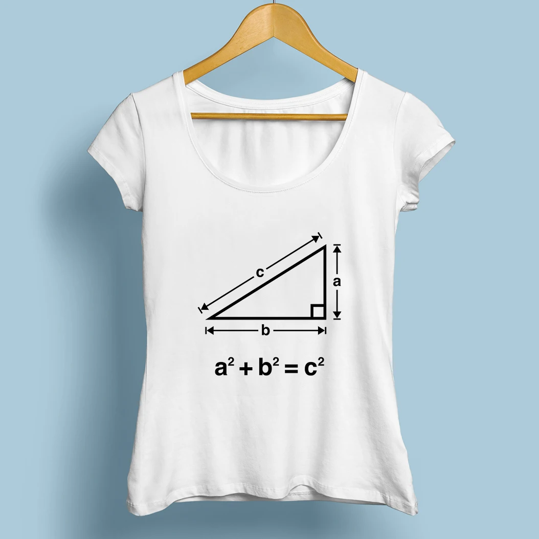 

math Right triangle Pythagorean theorem tshirt femme jollypeach brand 2018 new white causal T shirt women geek nerd T-Shirt
