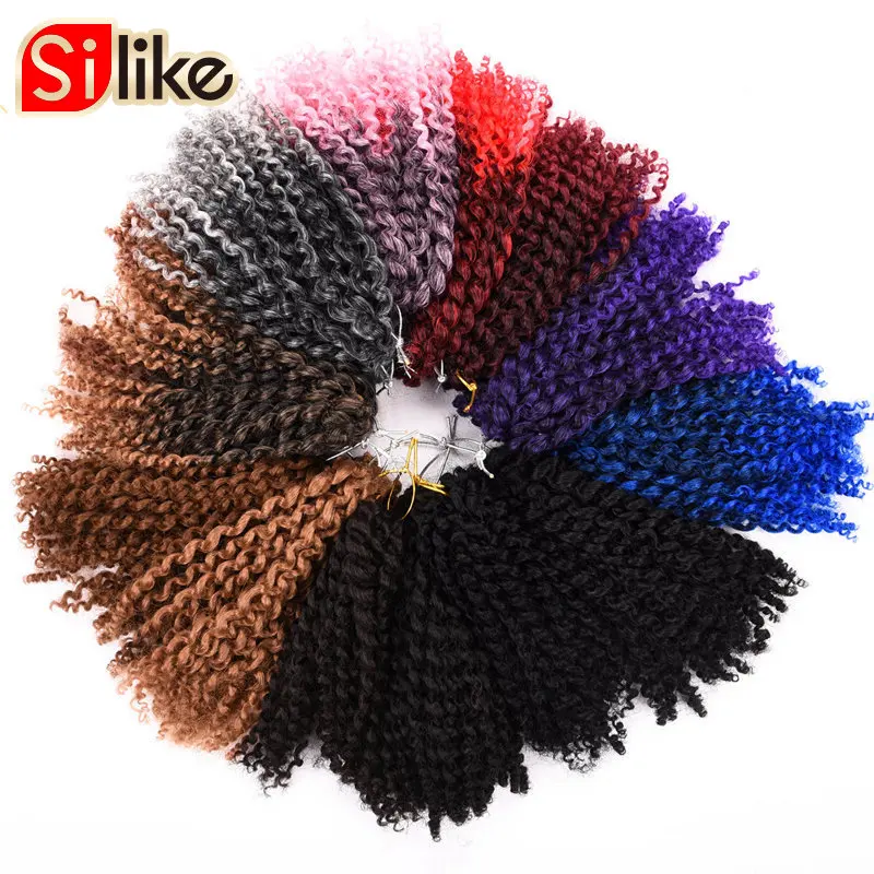 

Silike 8 inch Ombre Marlybob Crochet Braids 3pcs/pack Afro Kinky Twist Hair 90g/pack Synthetic Crochet Hair Extensions