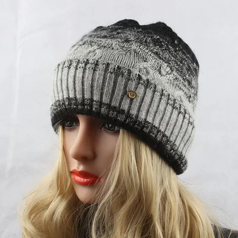 Зимние шапки для женщин, вязаная шерстяная шапка бини, женская уличная кашемировая теплая шапка Skullies, шапки - Цвет: gray