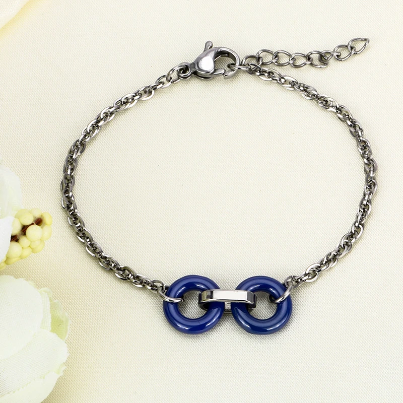 Модный синий круглый браслет-цепочка для женщин, здоровые керамические браслеты на руку для рождества, регулируемые ювелирные изделия-цепочки