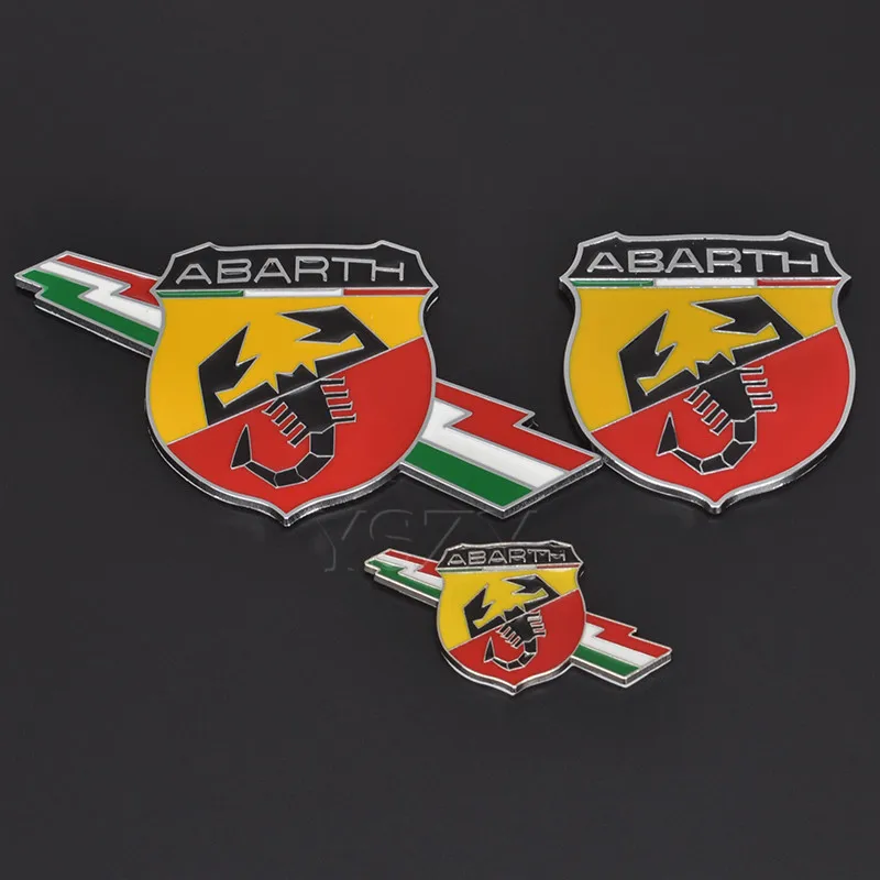 

Fashion Car Stickers Emblem Side Wing Badge Trunk Decal For Fiat Abarth 500 124 125 595 695 Punto Bravo Scorpion Auto Styling