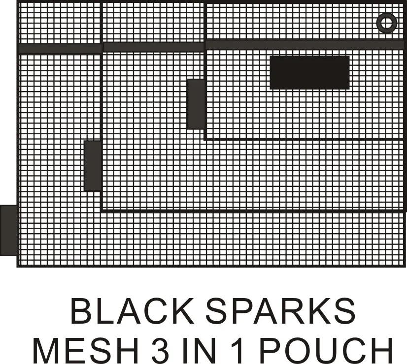 

BLACK SPARKS MIM NYLON MESH 3 IN 1 ZIP POUCH