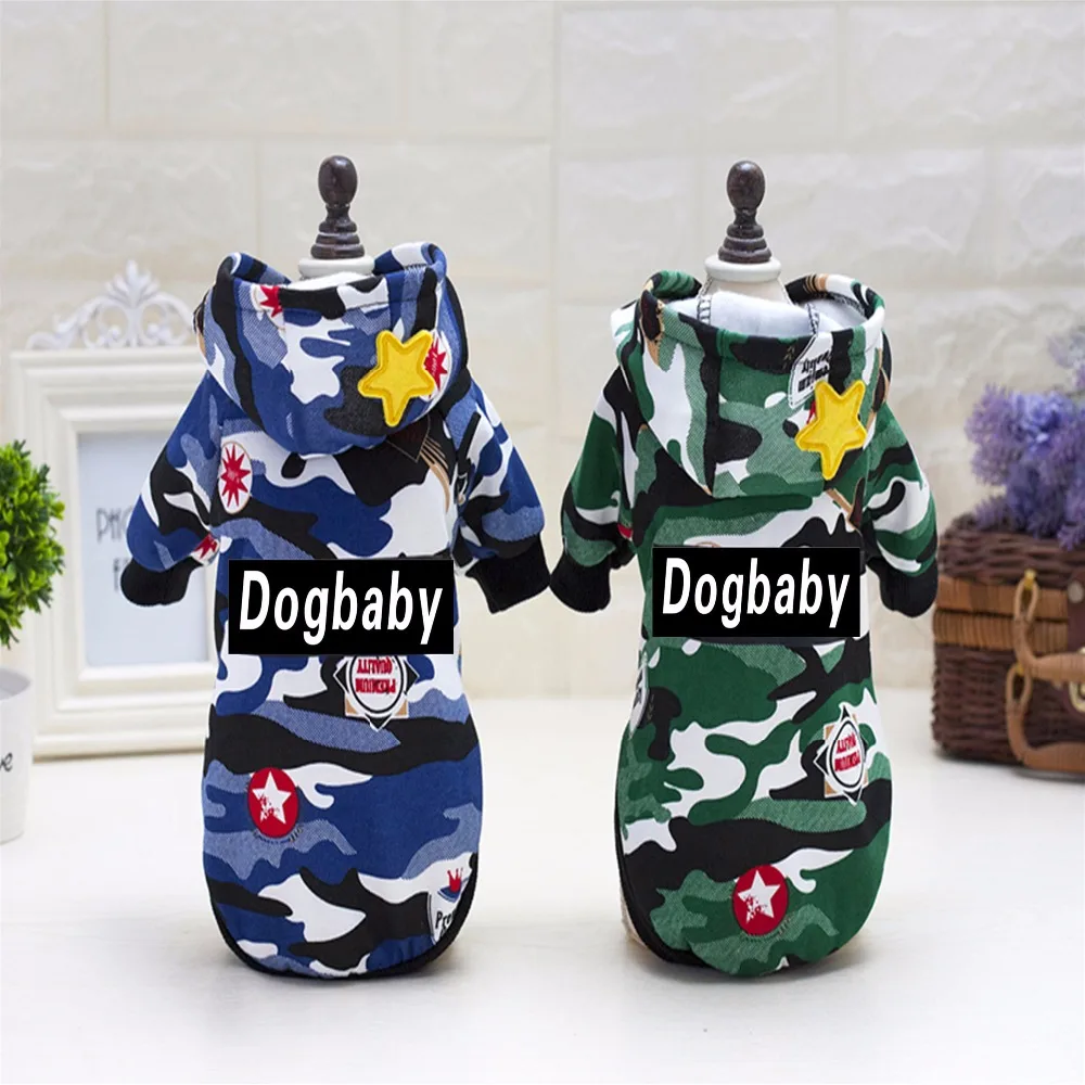 

New Coming Camouflage Dogbaby Two Legs Pet Dog Hooded Coat Two Color Selection From S to XXL New Dogs Clothing
