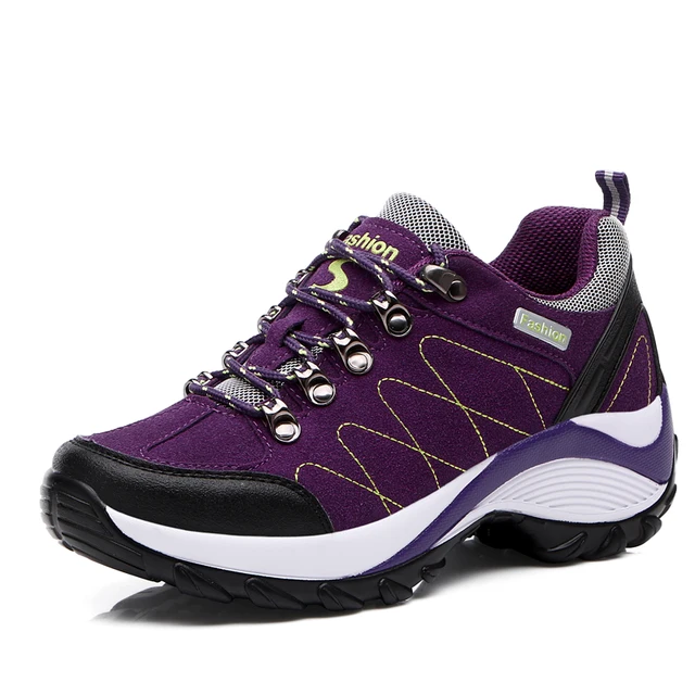 2017 Good Leather Sneakers Women Famous Brand Black Red Mountain Climbing Boots Spring/Autumn Outdoor Shoes Women Trekking