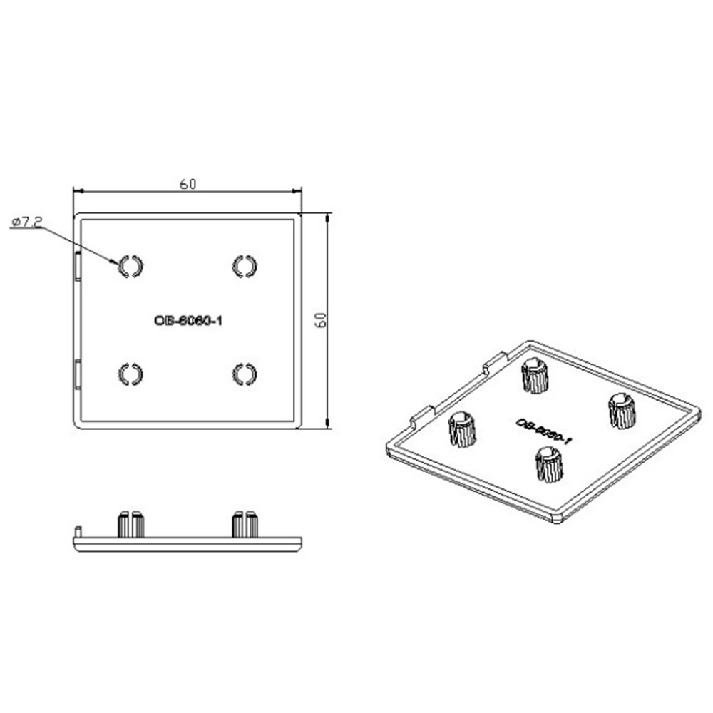 10 шт. 6060 пластиковая ABS Торцевая Крышка для Серийный алюминиевый профиль аксессуары четыре отверстия