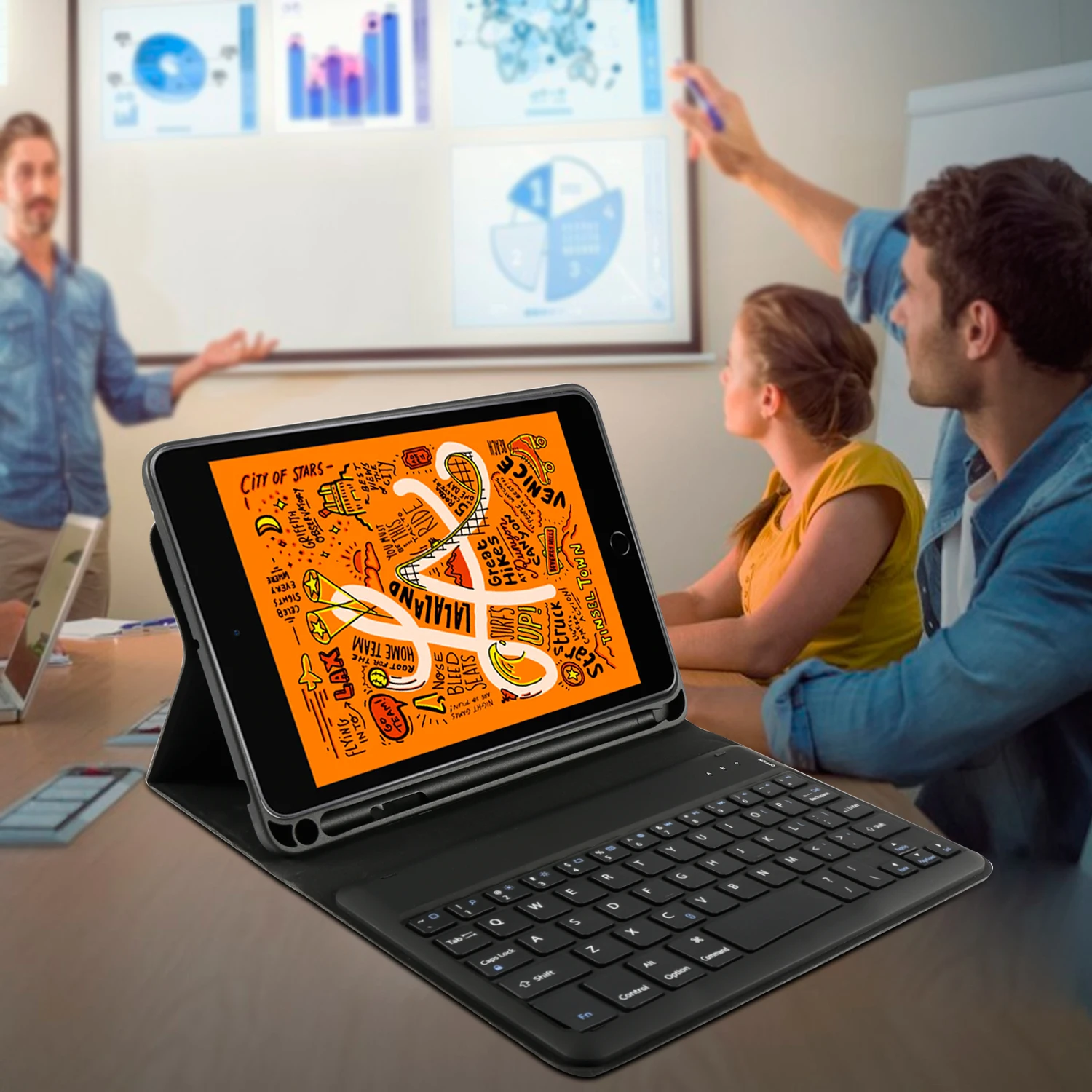 Чехол для iPad Mini 5 2019 кожаный чехол с клавиатурой Bluetooth на английском французском