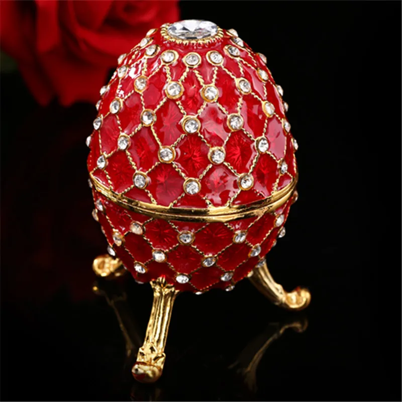 QIFU Новое поступление красный qifu faberge яйцо Полезная шкатулка для ювелирных изделий изделия из металла для домашнего декора