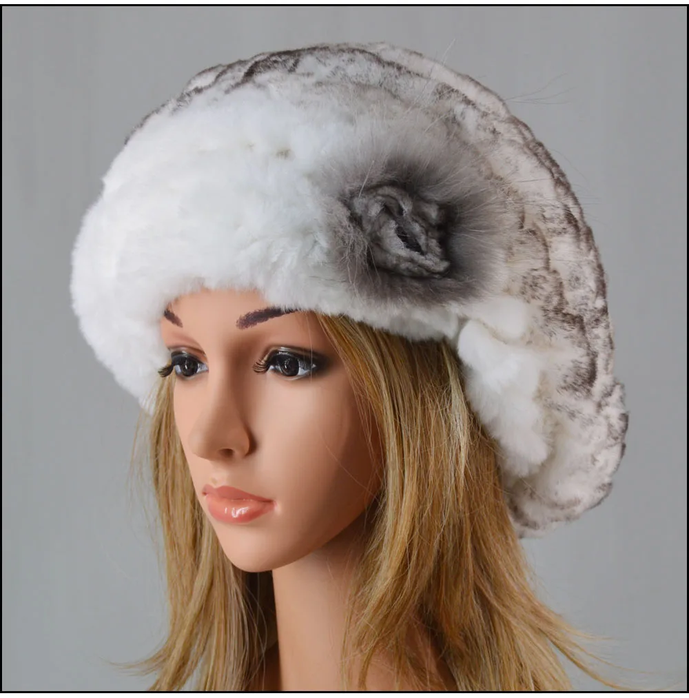 Mimigo Élastique Tricoté Chapeau Chaud Bonnets Casquettes Femmes Fourrure  Chapeau Naturel Rex Lapin Renard Fourrure Casquette Femme Fourrure Casque