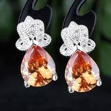 Для женщин стерлингового серебра 925 Серьги-гвоздики с 8x10 мм огранки "груша кубический цирконий Модные украшения Pendientes Mujeres E083