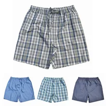 

Summer Men's pants short Woven cotton shorts Plaid Sleep Bottoms