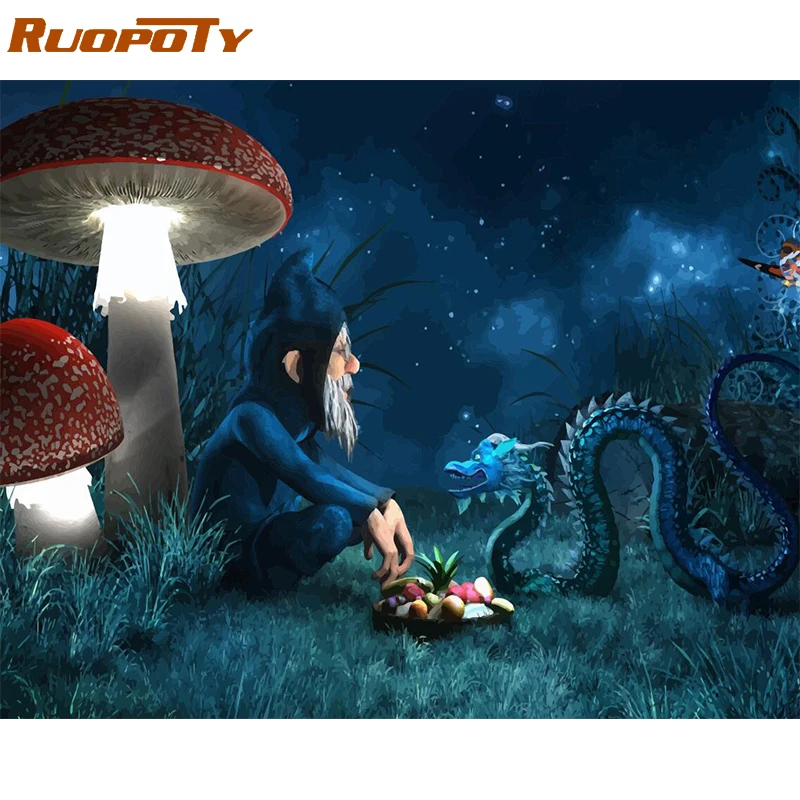 

RUOPOTY Frame Man And Dragon DIY Painting By Numbers Modern Wall Art Picture Acrylic Paint By Numbers For Home Decors Arts Gift