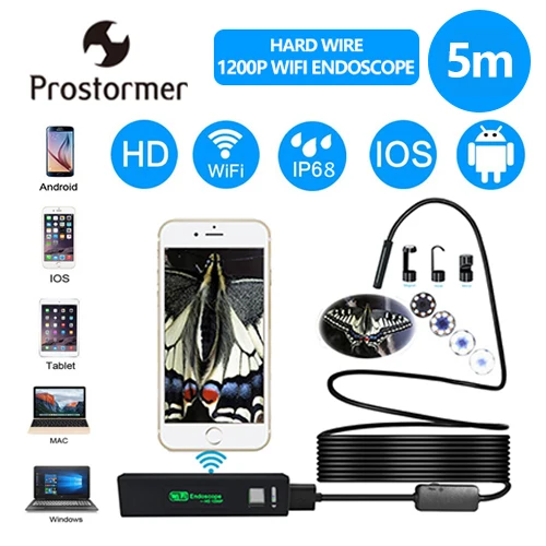 Prostormer 8 мм Wifi эндоскоп 1200P HD Hardwire эндоскоп для Android Iphone 8 светодиодный Endoscopio водонепроницаемый camaras endoscopica 30 - Цвет: SPCC045G