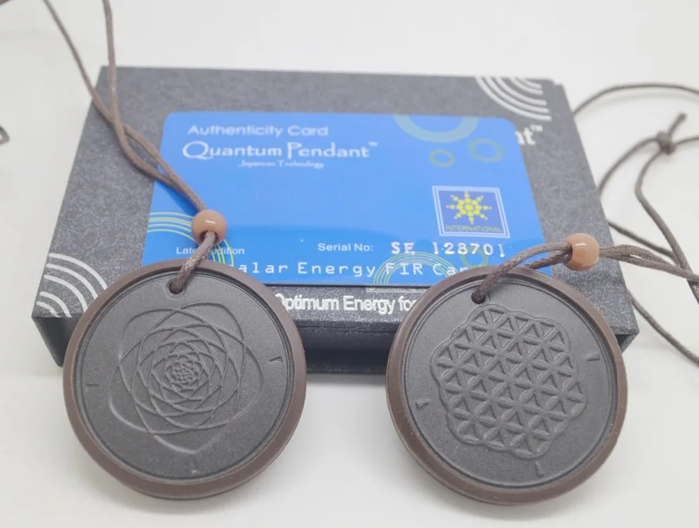 

free shipping 40pcs/lot flower of life Quantum Scalar Energy Pendant 5000 ~ 6000 ions with Test Video with Card rubber protector
