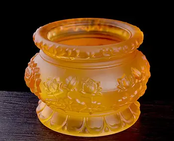 

6inch Glass embossed lotus incense burner temple ancestral hall burning incense for Buddha incense burner Buddhist