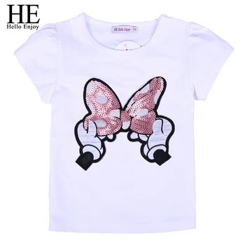 

HE Hello Enjoy Girls Short Sleeve Tops Tees Chidlren Summer Cartoon Print Parkour Kids T-shirt For Boys Fashion Girls 2-6Years