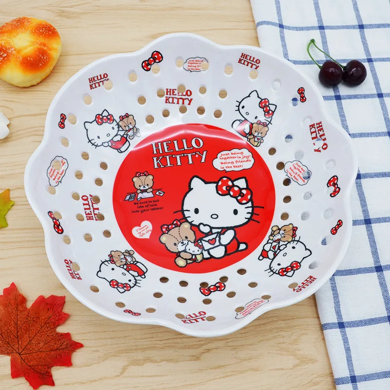 Рисунок «Hello Kitty» фруктов диск оригинальность чайный набор с подносом стол печенья закуска к чаю диск три слоя форма торта компот посуда - Цвет: Learning KT12 inch