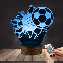1 шт. 3D футбольная Ночная лампа с разрывом футбольная 3D Оптическая иллюзия светодио дный фонари футбольные фанаты декоративное освещение