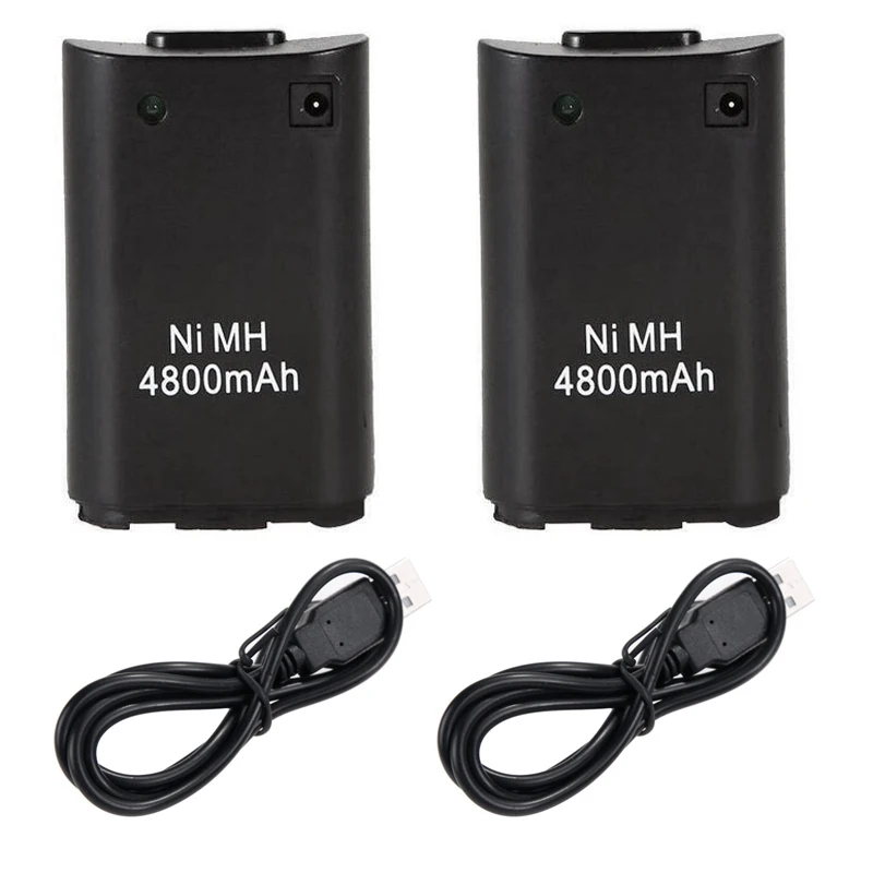 2x4800 mAh аккумулятор+ кабель для зарядного устройства для Xbox 360 беспроводные игровые контроллеры геймпады Ni MH аккумулятор для Xbox 360 Bateria