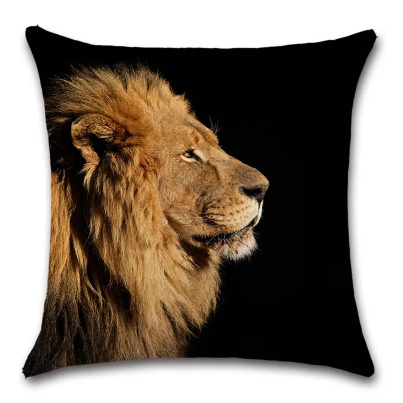 King of the grassland Lion Cushion Cover Decoration Home sofa chair office car seat friend bedroom children's gift pillowcase - Цвет: 12