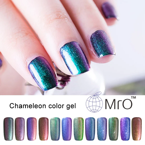 2016 MRO 2 pieces/lot uv color unhas de gel nail polish is a chameleon esmaltes permanentes de uv nail polish that changes color