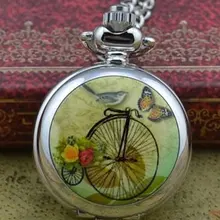 Ретро Новые серебряные милые красочные высокого колеса Модные женские карманные часы ожерелье часы с цепочкой цена антибриттл