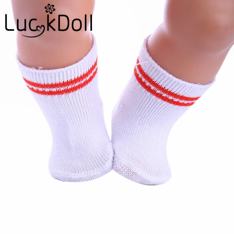 Носки в полоску LUCKDOLL подходят для детей 18 дюймов, американские 43 см, аксессуары для кукол, игрушки для девочек, поколение, подарок на день рождения