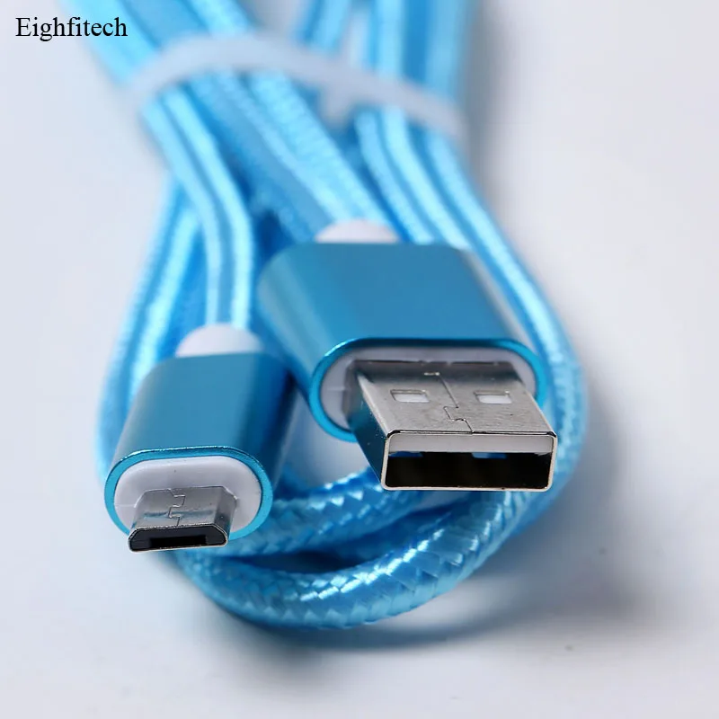 Eighfitech 1 м кабель зарядного устройства для мобильного телефона для Iphone Android нейлоновый Кабель Micro-USB в оплетке линия передачи данных для мобильного телефона Прямая поставка