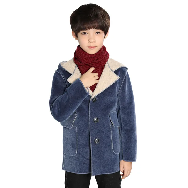 4 13 year old boys coat autumn and winter Fashion wool coat outwear