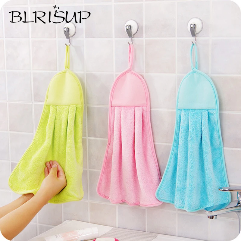

BLRISUP Soft Coral Velvet Kitchen Towel Eco-friendly Candy Colors Absorbent Cloth Hanging Kitchen Bathroom Hand Cleaning Towel