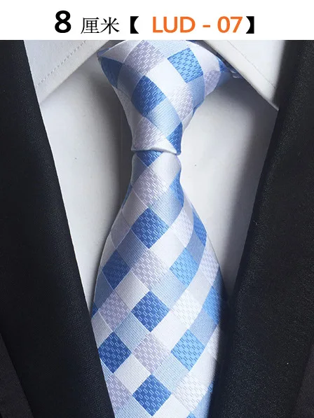 Модные мужские галстуки бизнес формальные свадебные галстуки 8 см 1200 иглы Полосатый плед Gravata полосатая рубашка Галстуки подарки для мужчин - Цвет: LUD-07