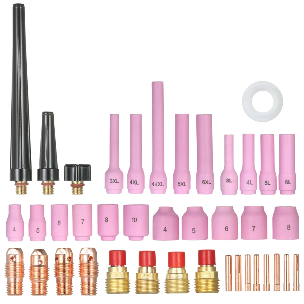 

40pcs/set TIG Welding Torch Accessories Kit Collets Body Alumina Nozzle Back Cup Kit for TIG WP-9/20/25 Series