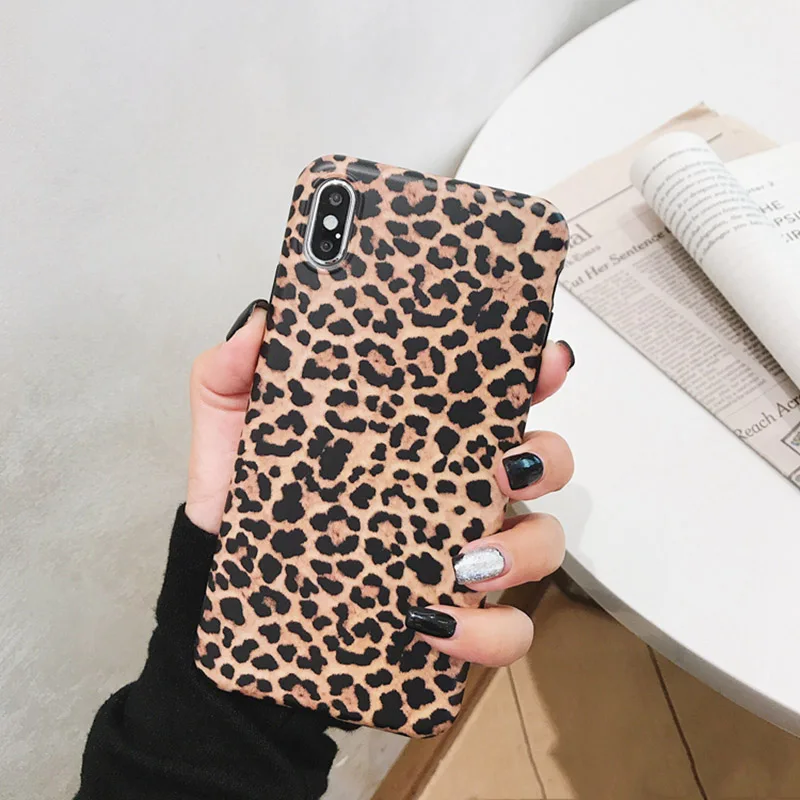 Fashion Leopard print Phone Case For iphone XS Max XR X Case For iphone 6 6S 8 7 plus Back Cover Luxury Soft Cases Matte Capa