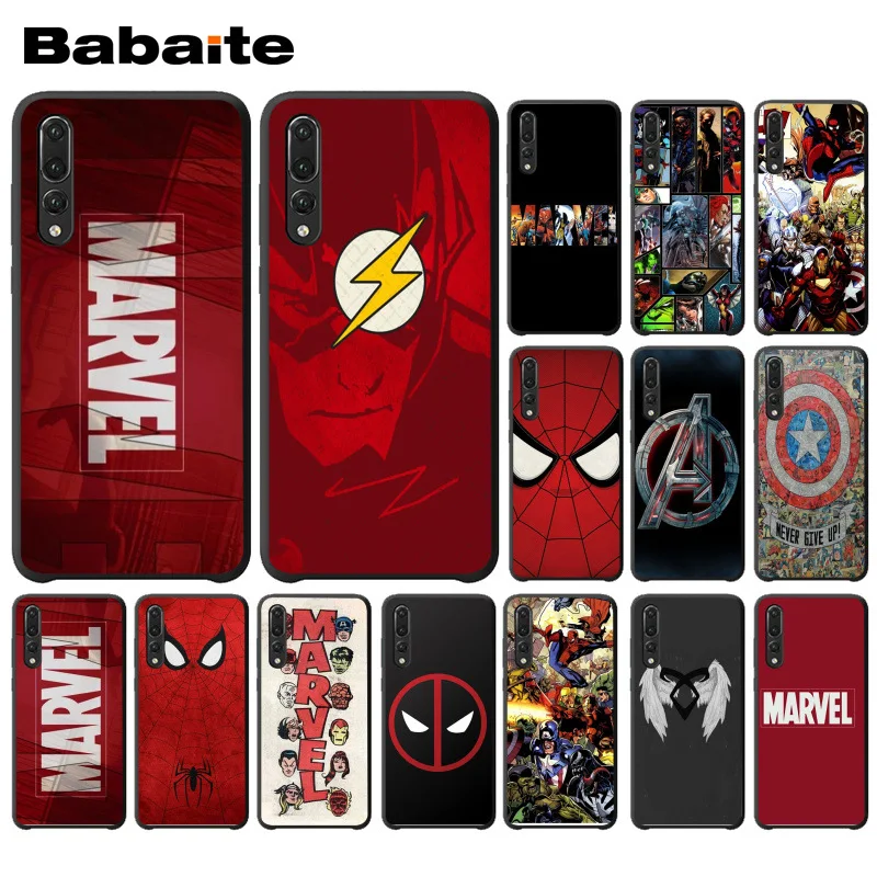 

Marvel Comics logo Black TPU Soft silicone Phone Cover For huawei p20lite p9lite nova 3i honor 8x mate20 pro p20 pro funda