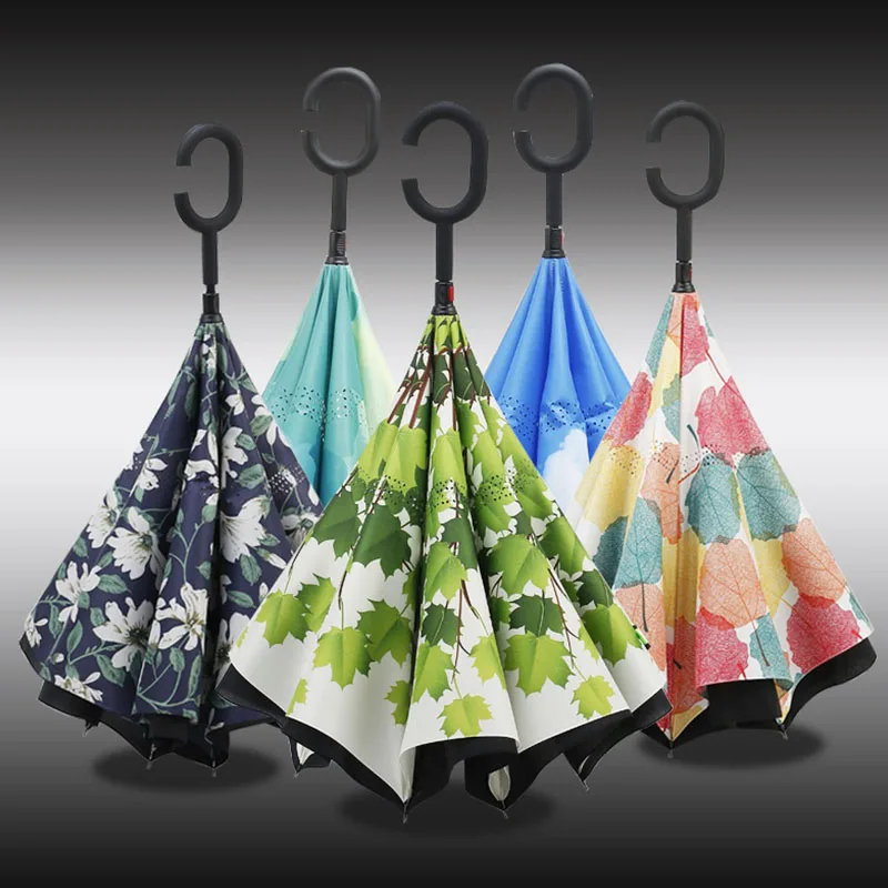 

New Yesello Folding Reverse Umbrella Double Layer Inverted Windproof Rain Car Umbrellas