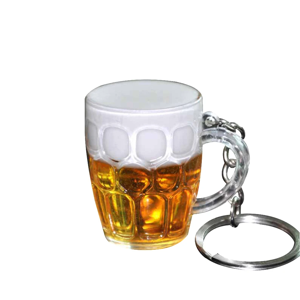 

Unique Beer Keychain Resin Beer Cup Food Key Chain Key Rings Funny Bag Hanging Decor Ornament Car Hanging Ornament For Boys