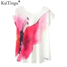 KaiTingu, летняя Новинка, женская футболка, новинка, Harajuku, Kawaii, милый стиль, красная бабочка, принт, футболка, короткий рукав, топы, размер M, L, XL