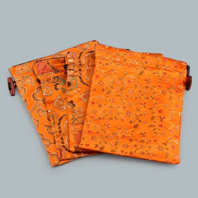 Высококачественная роскошная сумка на шнурке, рождественские подарочные сумки, китайская шелковая парча, мешочек для ювелирных изделий, сумки для свадебной вечеринки 16x19 см, 50 шт - Цвет: Оранжевый