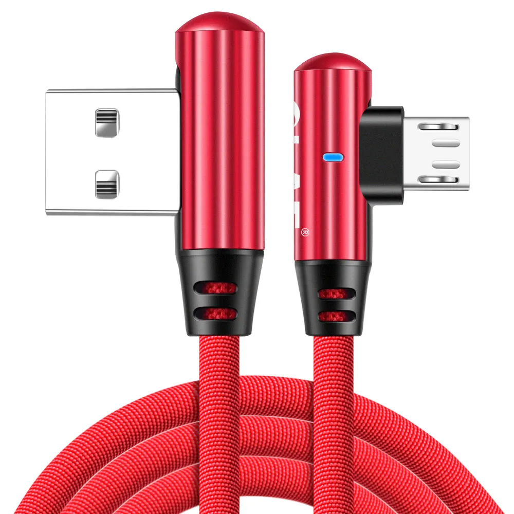 Красный Олаф микро USB кабель 90 градусов быстрая зарядка данных Android USB кабель для samsung galaxy s7 edge xiaomi redmi htc USB Micro шнуры - Цвет: Красный