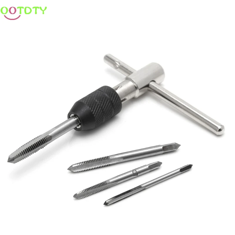 

5Pcs T Type Hand Screw Thread Taps Drill Kit M3 M4 M5 M6 Set w/Wrench