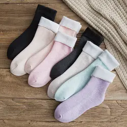 Для женщин девочек осенне-зимние носки уплотненные теплые носки Однотонная повседневная обувь рождественские носки подарки женские