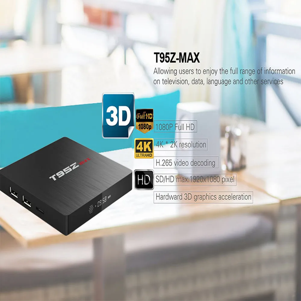 

Sunvell T95Z MAX 3GB RAM 32GB ROM Android Box Amlogic S912 Octa Core Android 7.1 TV Box 4K 2.4G/5G WiFi Smart Android TV BOX