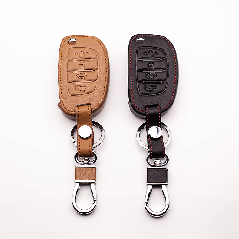 

4 buttons Car Leather Key Case for Hyundai IX35 I IX25 I10 I20 Sotaque Elantra IX35 IX45 3 buttons leather car remote key case