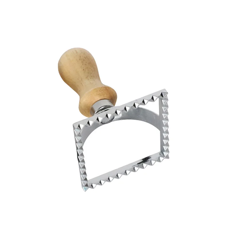 

New Hot Ravioli Stamp Stainless Steel Ravioli Maker Cutter Stamp Mold with Wooden Handle Fluted Edges SMD66