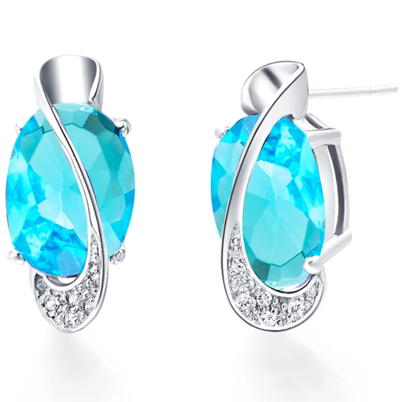 Baby Blue Precious Stone Gem 925 Sterling Silver Wedding Party Jewelry