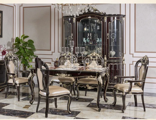 New Clical European Style Dining Table And Chair With Wine New Clical European Style Dining Table And Chair With Wine Cabinet 8011