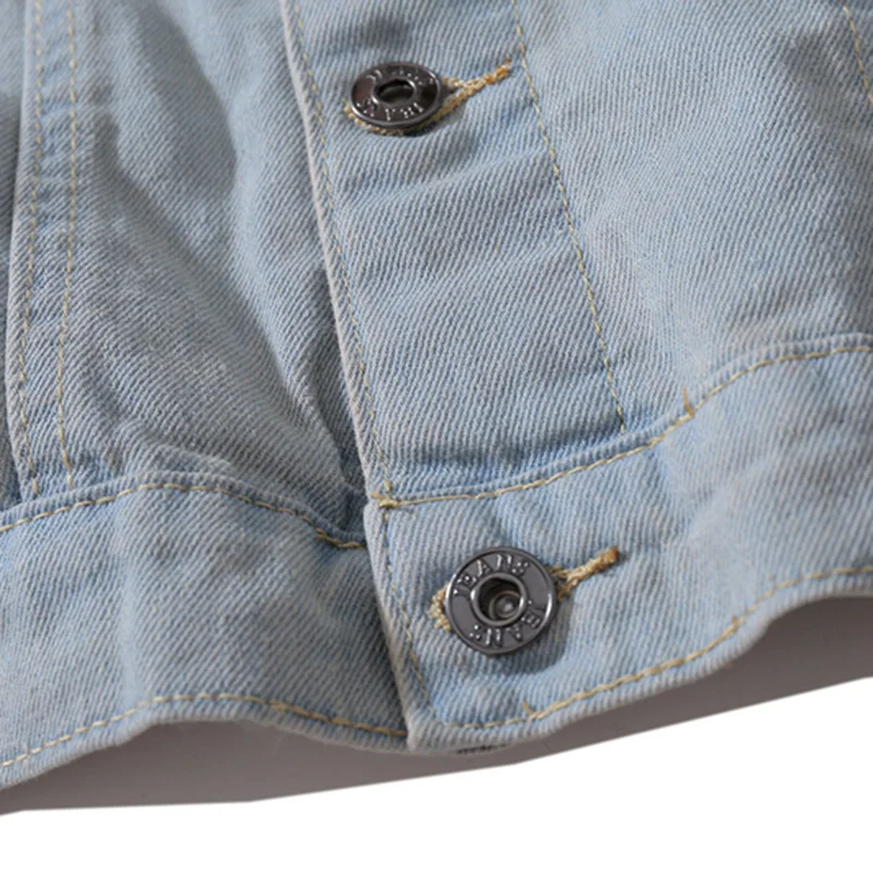 AELFRIC Hip Hop Denim Jeans Jackets Coats Men Chinese Letter Print Windbreaker Casual Streetwear Baseball Jacket Outwear OF078