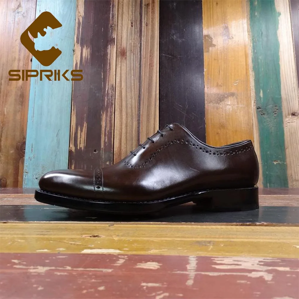 Goodyear Welted marrom Sipriks Sapatos Homens Elegante Bezerro Couro Preto Marrom Itália De Grande Tamanho Esculpida Importados Escuro 44 Clássico Preto Dos Oxfords 1wrqcZ1Ba