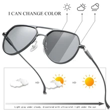 Al-Mg фотохромные поляризованные металлические солнцезащитные очки пилота, мужские Обесцвечивающие солнцезащитные очки для вождения, антибликовые мужские солнцезащитные очки S163