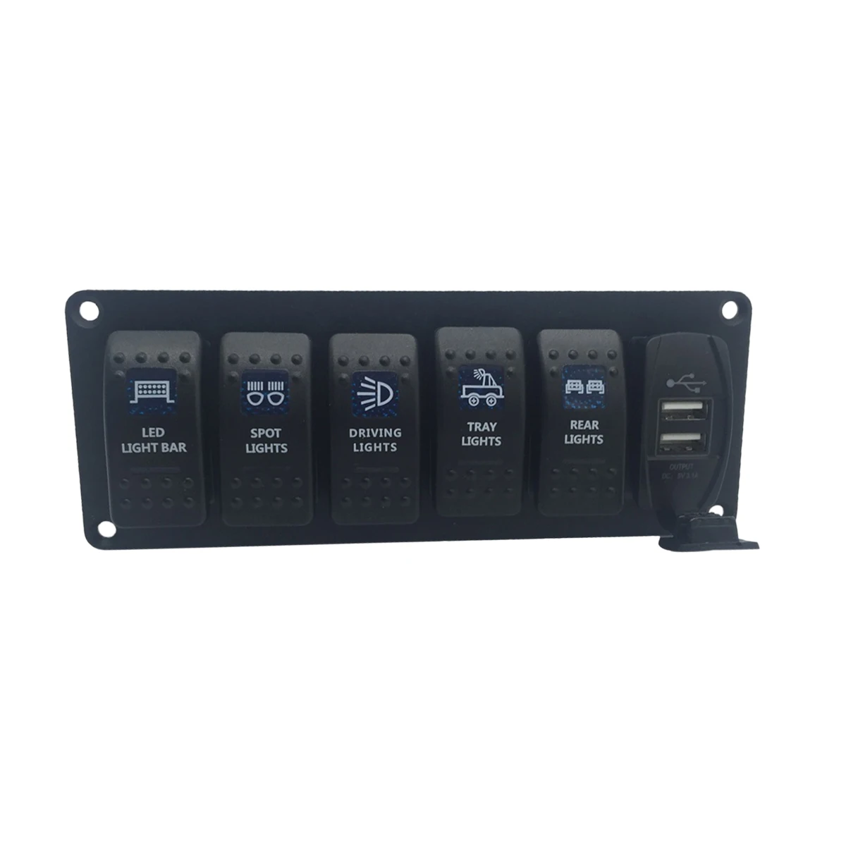 

Blue LED 12V 24V Rocker Switch Panel Car RV Yacht Boat Switches with Dual USB Chargers for Phone GPS Tablet Refit Accessories