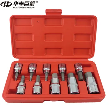 

HUAFENG BIG ARROW 10PC Hex Bit Socket Set Metric Sze 3/8" & 1/2" Drive Hex Key Allen Head Socket Bit Set Hand Tool Set